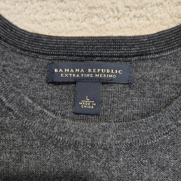 Banana Republic Men's Extra Fine Merino Wool Pullover Sweater Charcoal Gray Sz L - Picture 2 of 9